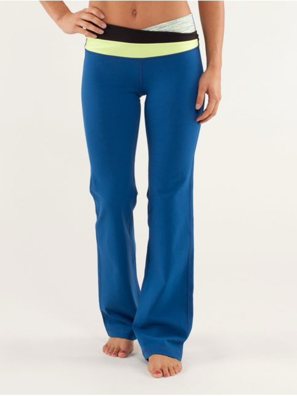 Blue Women's Yoga Pants with Contrast Waistband LULULEMON